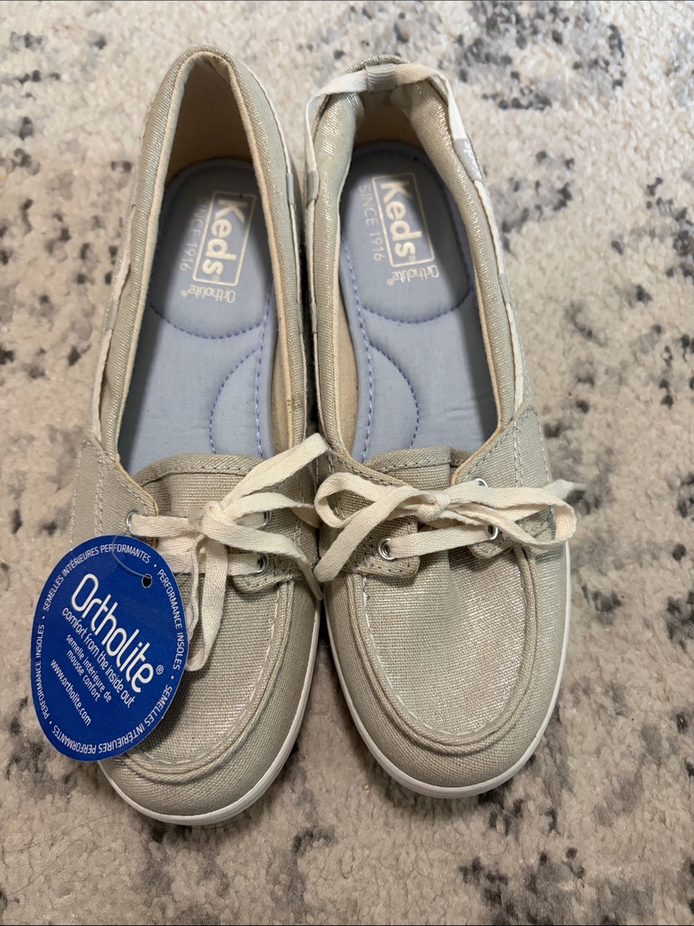 NWOB Keds White &Silver Loafers SZ 6